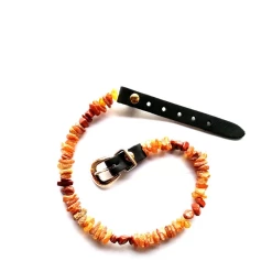 Bio Pet Store COLLARE ANTIPARASSITARIO ALL'AMBRA BALTICA NATURALE CON DIASPRO ROSSO