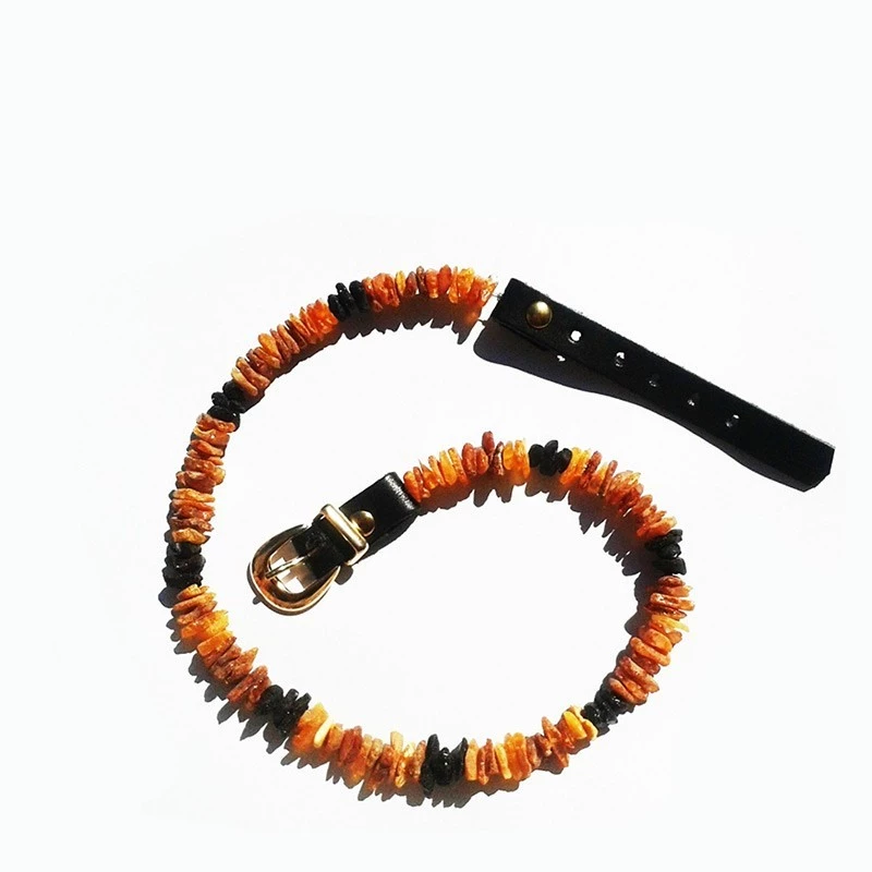 Bio Pet Store COLLARE ANTIPARASSITARIO ALL'AMBRA BALTICA NATURALE CON PERLE NERE